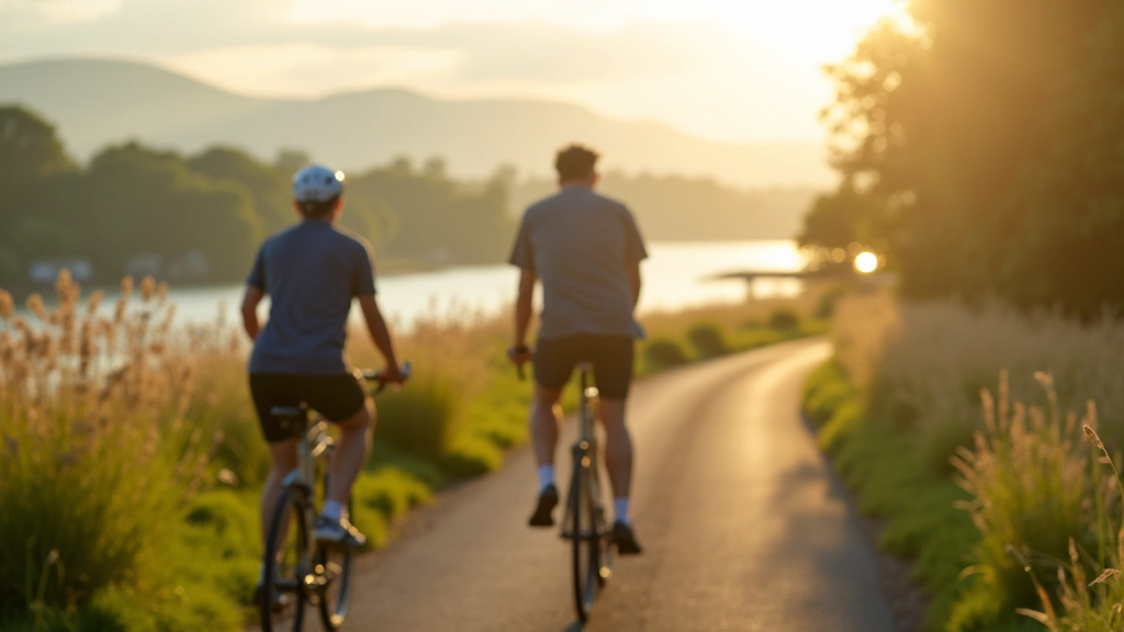 Cyclist on the Suir path ready to ride, enjoying the scenic riverside environment