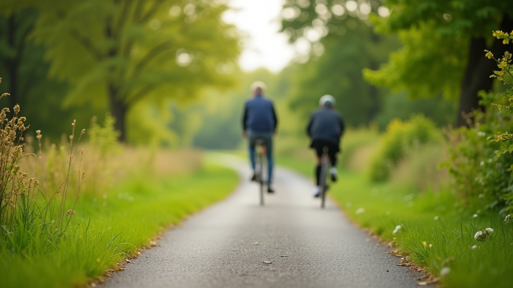 Cycling path with trees and natural surroundings